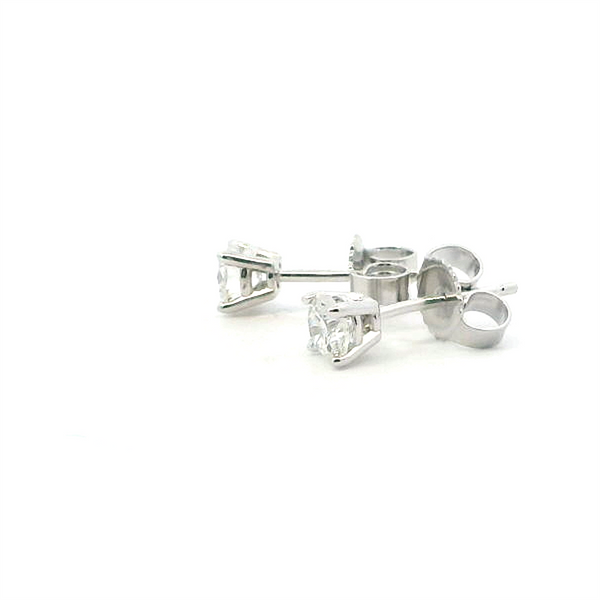 Classic & Contemporary 14K Gold White Lab-Grown 1/2 Carats Diamond 4 Prong Stud Earrings