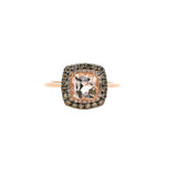 Bold & Elegant 14K Gold Rosé Halo Color Stone Fashion Rings - 0.85 Carats Morganite & 0.33 Carats Diamond & Champagne Diamond