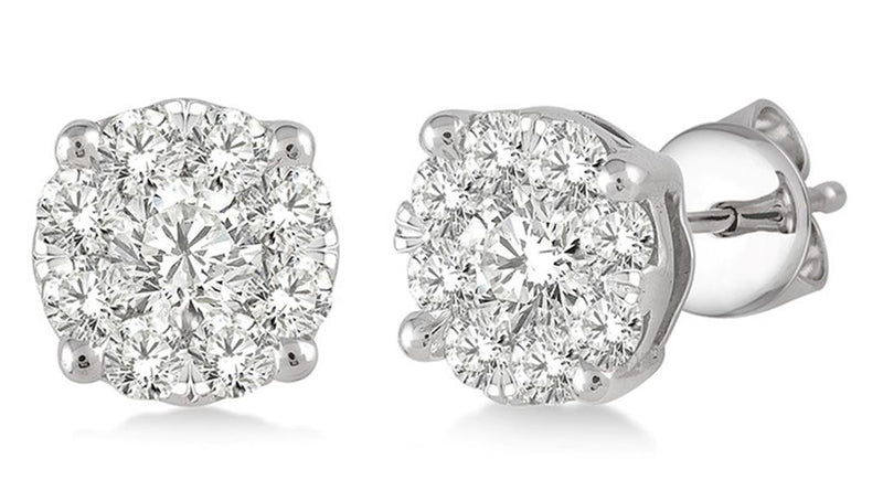 White 14 Karat Gold 1 Carats Diamond Stud Earrings