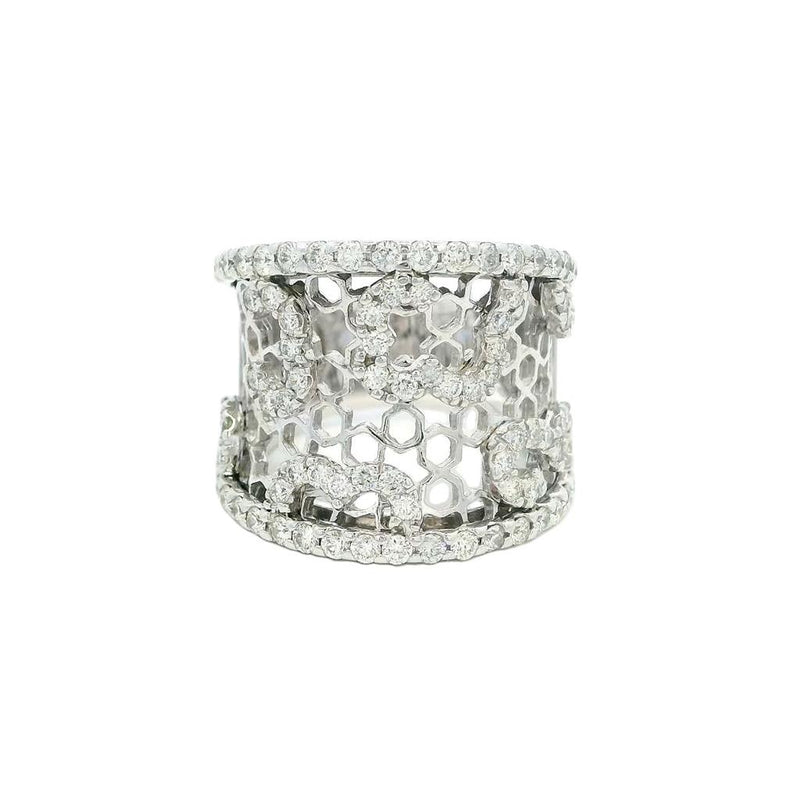 Elegant & Trendy 14K Gold White 1.40 Carats Diamonds Accented Fashion Ring