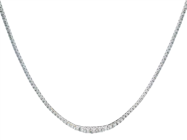 Elegant Diamond Necklaces 18K Gold White 5.76 Carats Diamond Riviera Tennis Necklace - 17 Inch