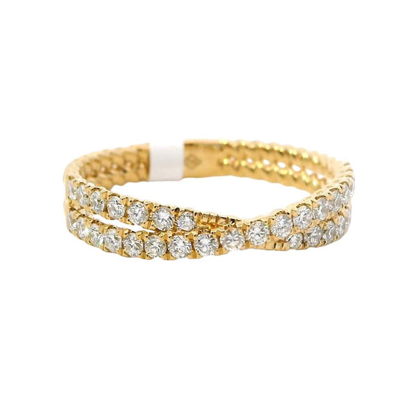 Elegant Diamond Bands 18K Gold Yellow Stackable 0.45 Carats Diamond Anniversary Twist Band