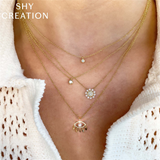 Elegant Diamond Necklaces 14K Gold Yellow 0.05 Carats Diamond Drop Pendant Necklace - 18 Inch