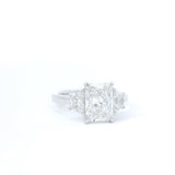 14K Gold White Accented Radiant Cut Lab Grown Diamond Three Stone Engagement Ring - Lab-Grown 2.66 CTW Diamond