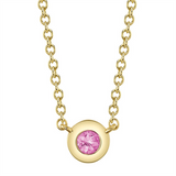 Elegant Colored Stone Necklaces & Pendants 14K Gold Yellow 0.07 Carats Pink Sapphire Solitaire Pendant Necklace - 18 Inch