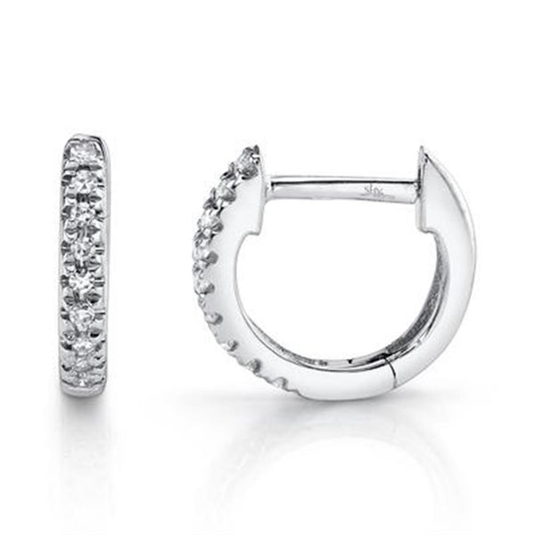 Classic & Contemporary 14K Gold White 0.07 Carats Diamond Huggie Earrings