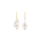 Timeless & Sophisticated Design Yellow Gold Filled Baroque Pearl Dangle Earrings