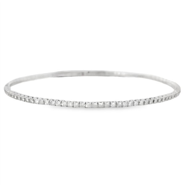 White 14 Karat Gold 1/2 Carats Diamond Bangle Bracelet