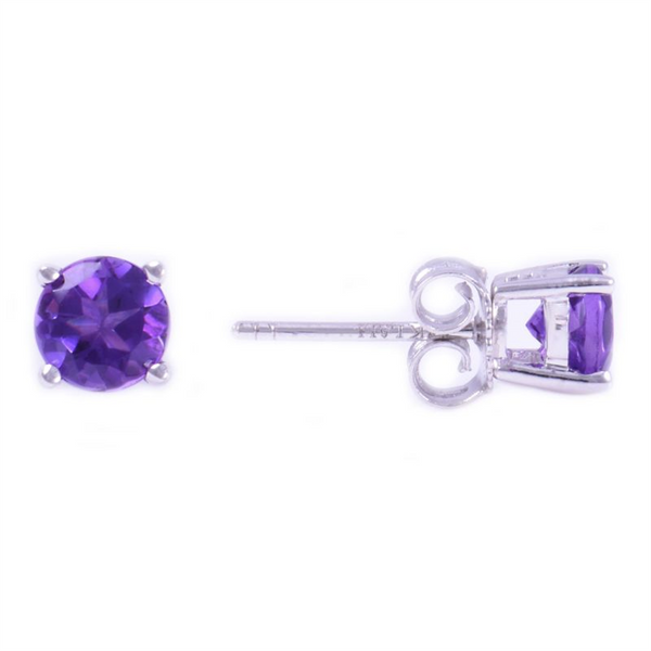 White 14 Karat Gold 1.00 Carats Amethyst Stud Earrings