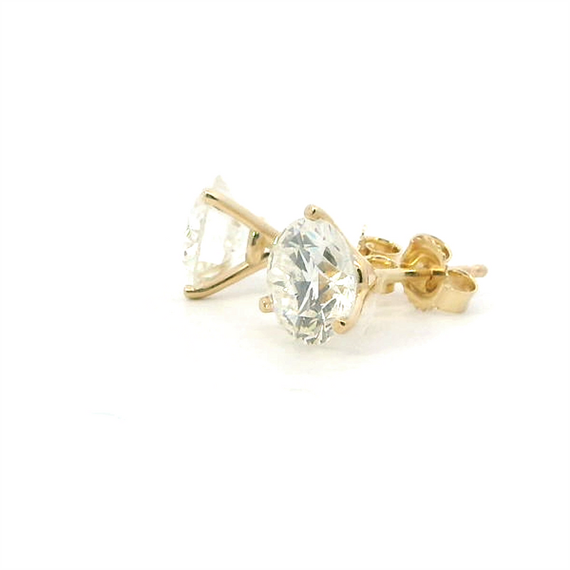 Classic & Contemporary 14K Gold Yellow Lab-Grown 3 Carats Diamond Martini Prong Stud Earrings