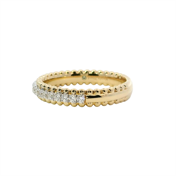 14K Two-Toned Gold Beaded Edge Diamond Band - 0.29 Carats