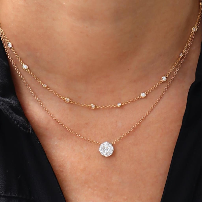 18K Rosé Gold Drop Necklace with 0.84ct Diamond Composite Cluster, 16 Inches