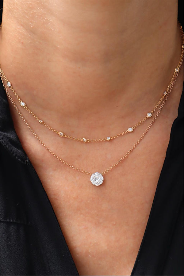 Elegant Diamond Necklaces 18K Gold Rosé 1.03 Carats Diamond Station Necklace - 16.5 Inch