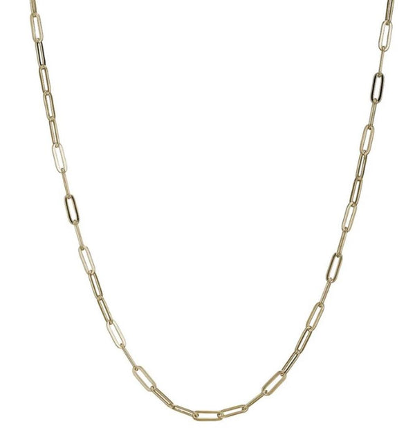 Sterling Silver 18K Yellow Gold Plated Paperclip Necklace, 17-Inch with 2-Inch Extender