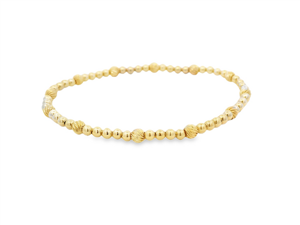 Fashion Trendy Yellow Gold Filled Bead Stretch Bracelet- 7.5 Inch