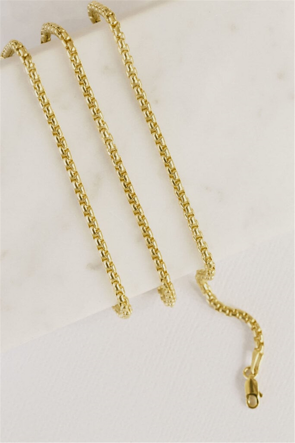 Yellow 14 Karat Gold 2.5mm Round Box Chain