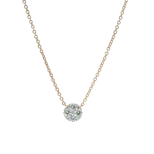 Elegant Diamond Necklaces 18K Gold Rosé 0.84 Carats Diamonds Drop Composit Pendant Necklace - 16 Inch