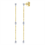 14K Two-Toned Gold 0.16 Carats Diamond & Ball Chain Dangle Earrings