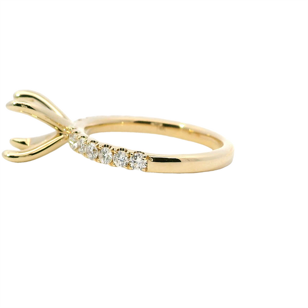 14K Yellow Gold Diamond Semi-Mount Engagement Ring - 0.50ctw, 14 Diamonds