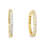 Yellow 14 Karat Gold 0.70 Carats Diamond Medium Hoop Earrings