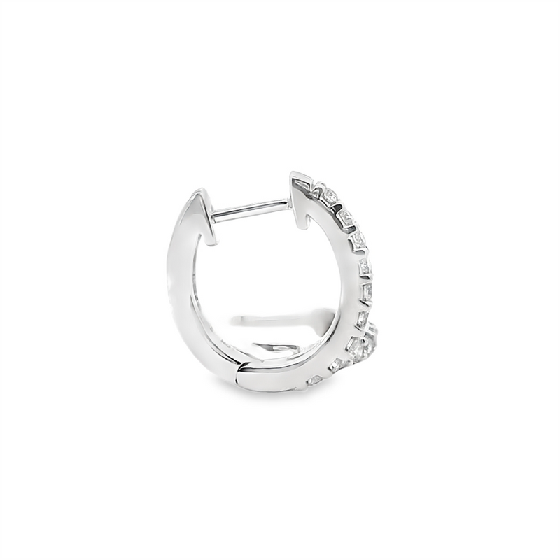 Classic & Contemporary 10K Gold White 1/2 Carats Diamond Medium Hinged 16.9mm Hoop Earrings