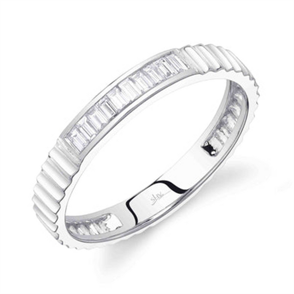 Elegant & Trendy 14K Gold White 0.15 Carats Diamond Stackable Baguette Channel Band