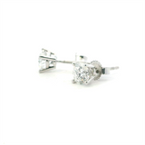 Classic & Contemporary 14K Gold White Lab-Grown 1.0 Carats Diamond 4 Prong Stud Earrings