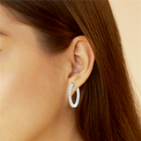 Classic & Contemporary 14K Gold White Lab-Grown 2.0 Carats Diamond Medium 24mm Hoop Earrings