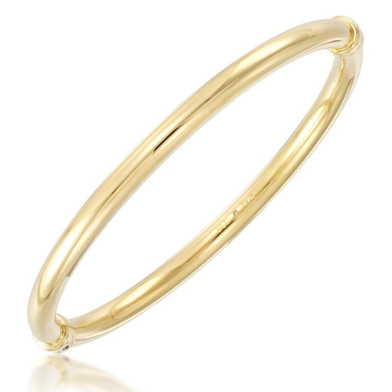 14K Yellow Gold Bangle Bracelet with 5.5mm Width and Magnetic Clasp