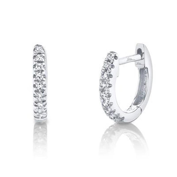 Classic & Contemporary 14K Gold White 0.07 Carats Diamond Huggie Earrings