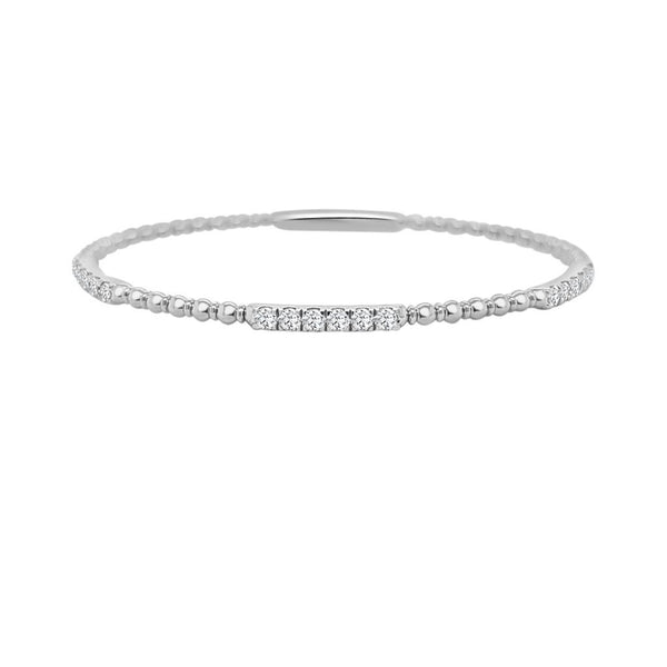 Sophisticated & Timeless Diamond Bracelets 14K Gold White Round Diamond Bangle Bracelet - 0.69 CTW, Size 6.75 Inch