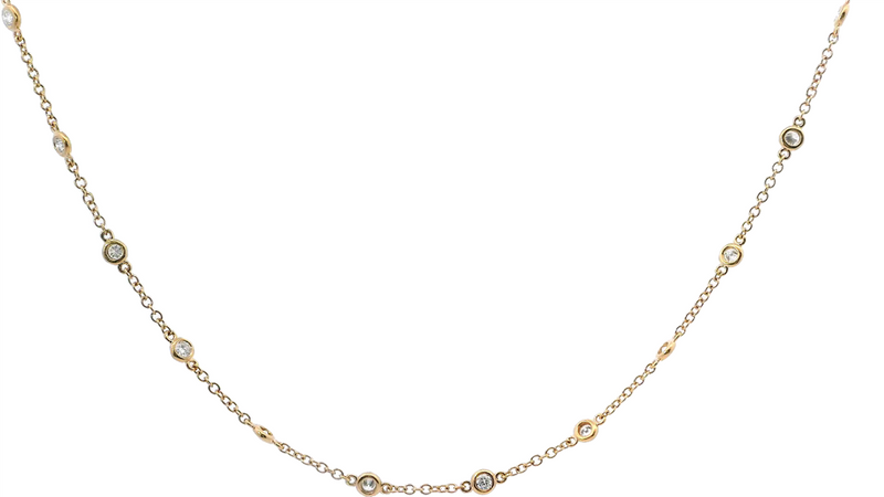 18K Rosé Gold Station Necklace with 1.03ct Bezel Set Diamonds, 16.5 Inches