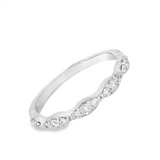 White 14 Karat Gold 1/4 Carats Diamond Scalloped Anniversary Band