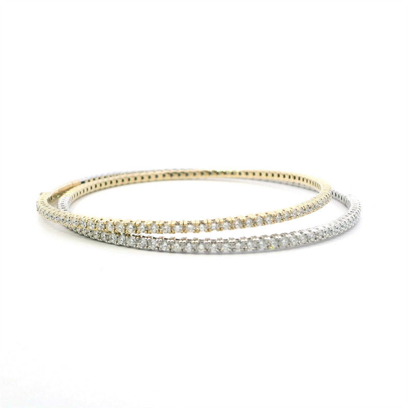 Sophisticated & Timeless Diamond Bracelets 14K Gold & Titanium Two-Toned Round Diamond Bangle Bracelet - 3.5 CTW