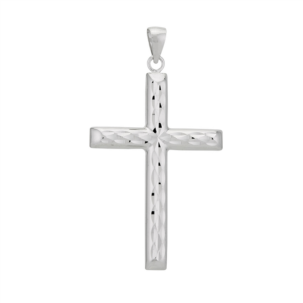 White 14 Karat Gold Large Revirsible Cross Pendant