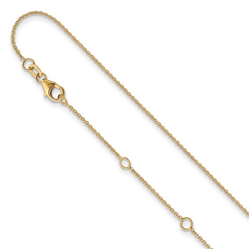 Elegant & Durable Designs 10K Gold Yellow Cable Link 1.1mm Chain, 18 Inch, Adjustable