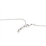 18K White Gold Drop Halo Diamond Necklace with Baguette & Round Diamonds