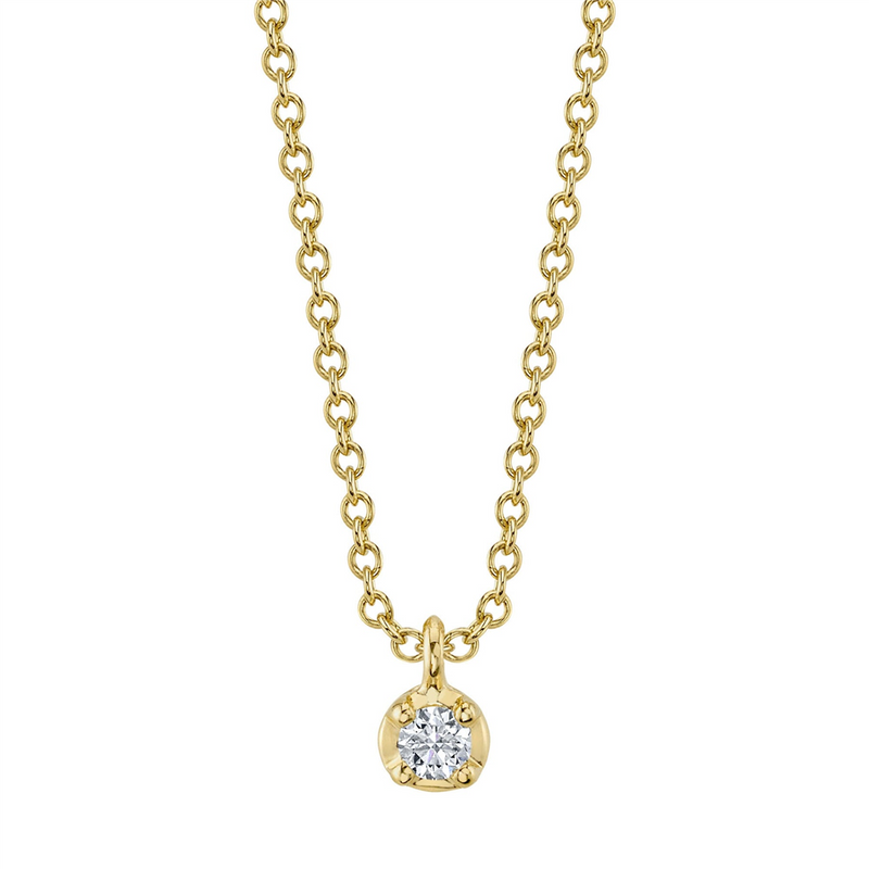 Elegant Diamond Necklaces 14K Gold Yellow 0.05 Carats Diamond Drop Pendant Necklace - 18 Inch