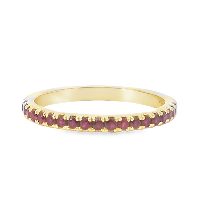 Bold & Elegant Color Stone Fashion Rings -  14K Gold Yellow Stackable 0.37 Carats Ruby Band