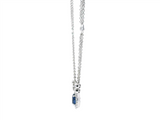 18K White Gold Halo Necklace with 0.90ct Oval Sapphire & 0.31ct Diamond Accents