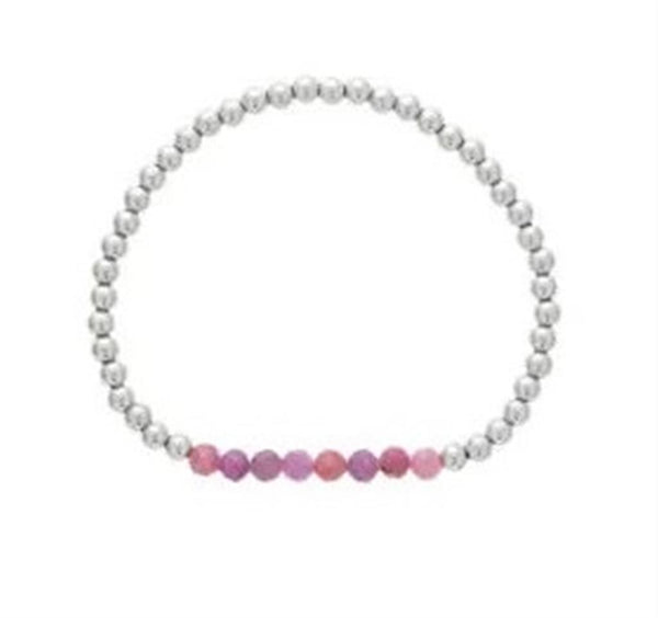 July Birthstone Ruby Bead Bracelet