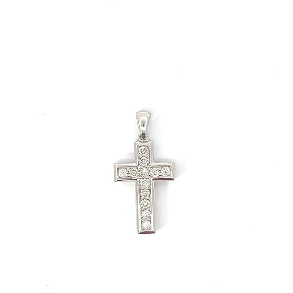 White 14 Karat Gold 0.77 Carats Diamond Cross Pendant