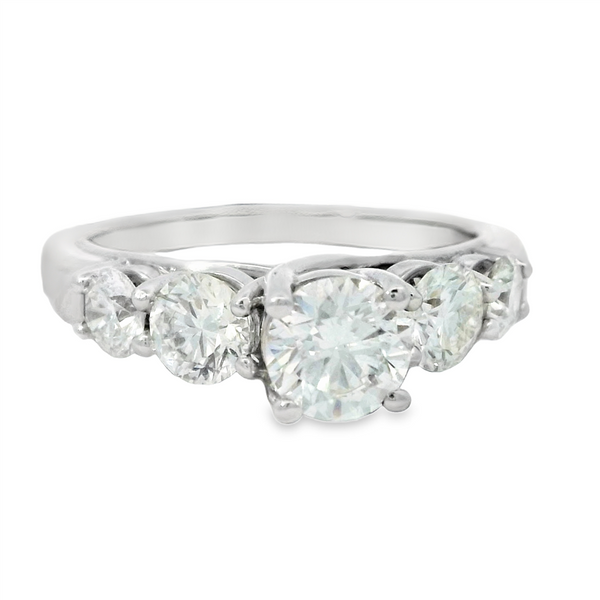White 14 Karat Gold Lab-Grown 1.75 Carats Diamond 5 Stone Engagement Ring