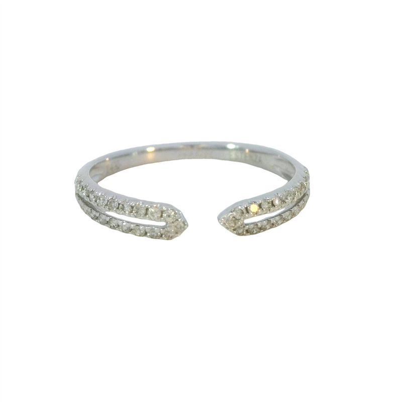 White 14 Karat Gold 0.2 Carats Diamond Stackable Split Band