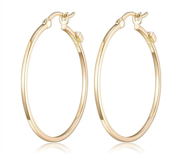 Sterling Silver Yellow Gold Plated 35mm Medium Hoop Earrings