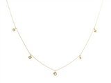 18K Yellow Gold Station Diamond Necklace with 0.51 Carats Bezel Set Diamonds