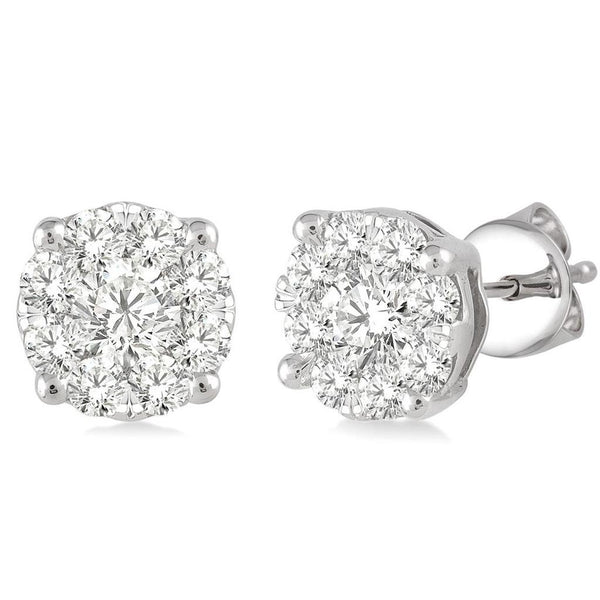 White 14 Karat Gold 1/2 Carats Diamond Stud Earrings