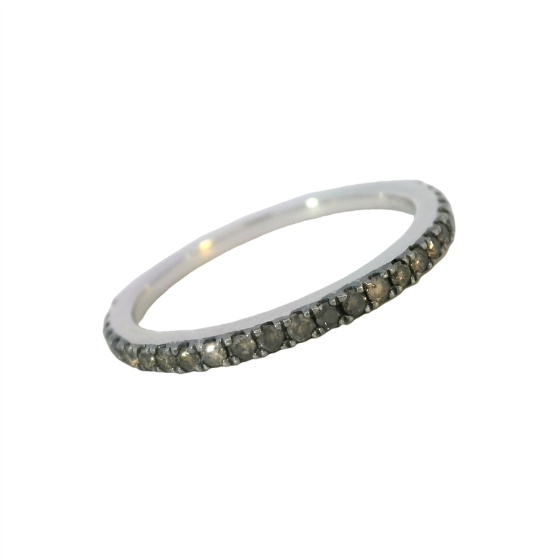 White 14 Karat Gold 0.35 Carats Brown Diamond Stackable Band