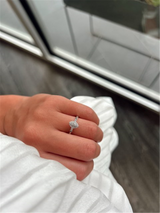 White 10 Karat Gold 0.085 Carats Diamond Halo & Sapphire Engagement Ring