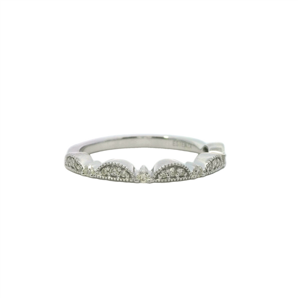 White 14 Karat Gold 0.15 Carats Diamond Stackable Band